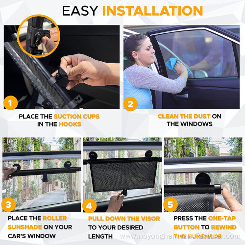 Automatic reel car side window shading